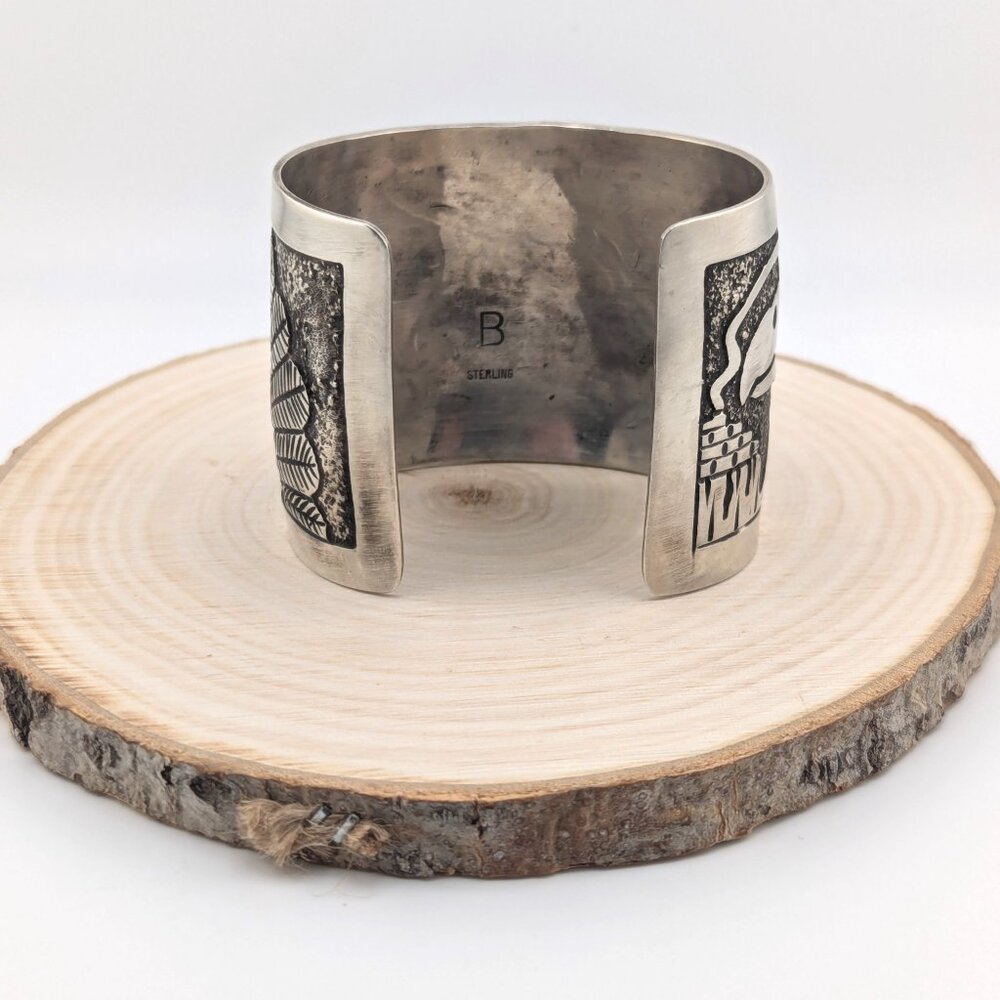 Native American Silver Bracelet Genuine‎ Handcrafted Navajo Jewelry Sz 7 in ** - Picture 9 of 11